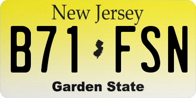 NJ license plate B71FSN