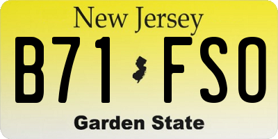 NJ license plate B71FSO