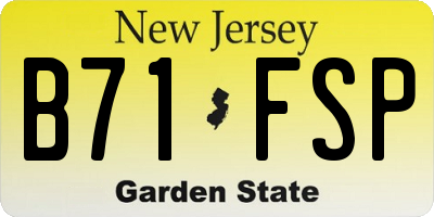 NJ license plate B71FSP