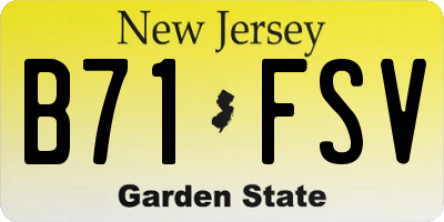 NJ license plate B71FSV