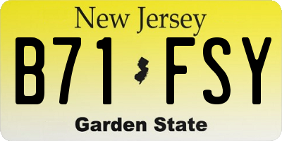 NJ license plate B71FSY