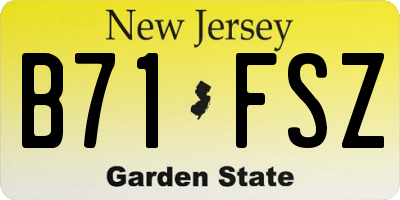 NJ license plate B71FSZ