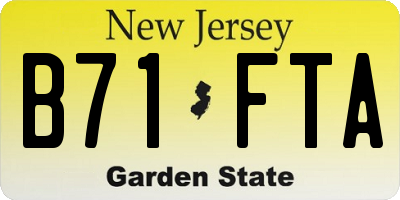 NJ license plate B71FTA