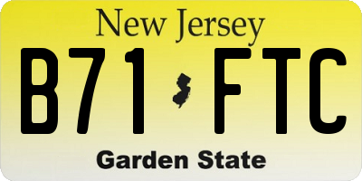 NJ license plate B71FTC