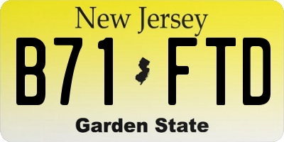 NJ license plate B71FTD