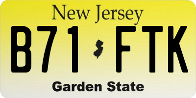 NJ license plate B71FTK