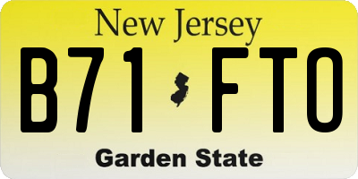 NJ license plate B71FTO