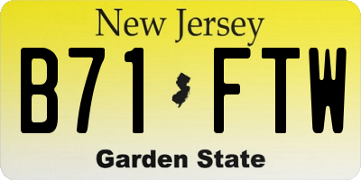 NJ license plate B71FTW