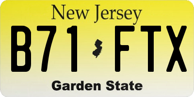NJ license plate B71FTX