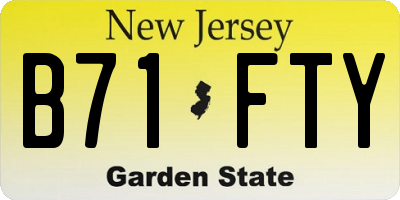 NJ license plate B71FTY