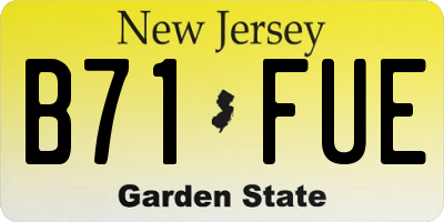 NJ license plate B71FUE