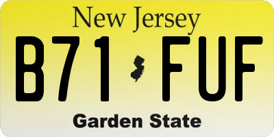 NJ license plate B71FUF
