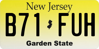 NJ license plate B71FUH