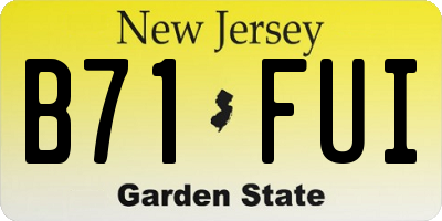 NJ license plate B71FUI