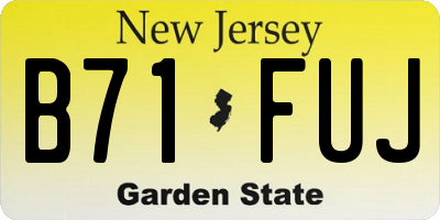NJ license plate B71FUJ