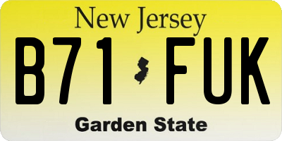 NJ license plate B71FUK