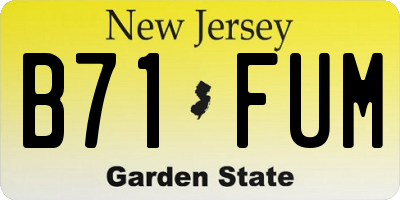 NJ license plate B71FUM