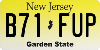 NJ license plate B71FUP