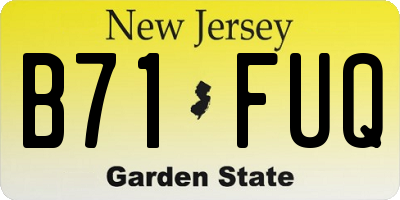 NJ license plate B71FUQ