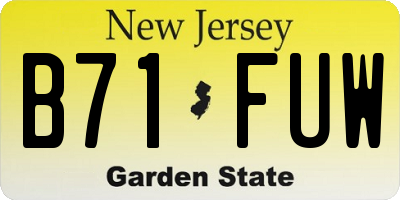 NJ license plate B71FUW