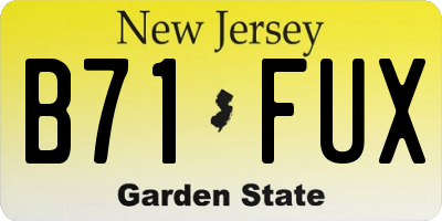 NJ license plate B71FUX