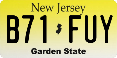 NJ license plate B71FUY
