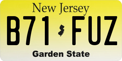 NJ license plate B71FUZ