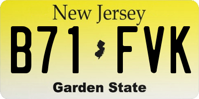 NJ license plate B71FVK