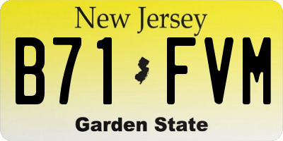 NJ license plate B71FVM