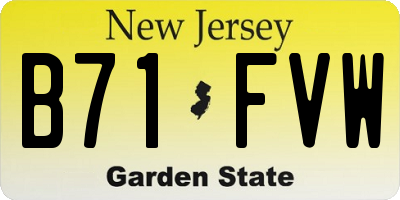 NJ license plate B71FVW