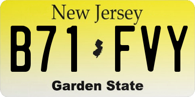 NJ license plate B71FVY