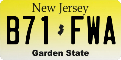 NJ license plate B71FWA