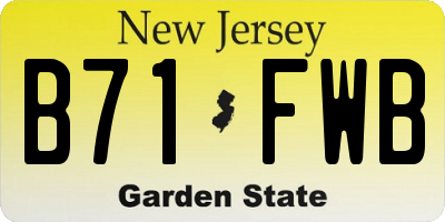 NJ license plate B71FWB