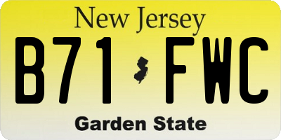 NJ license plate B71FWC