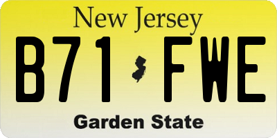 NJ license plate B71FWE