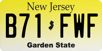 NJ license plate B71FWF