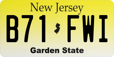 NJ license plate B71FWI