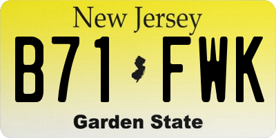 NJ license plate B71FWK