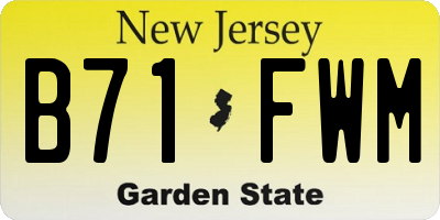 NJ license plate B71FWM