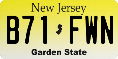 NJ license plate B71FWN