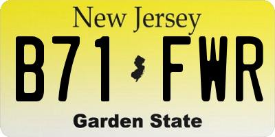 NJ license plate B71FWR