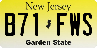 NJ license plate B71FWS