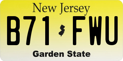 NJ license plate B71FWU