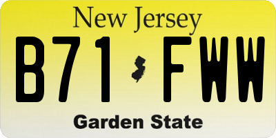 NJ license plate B71FWW