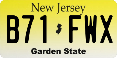 NJ license plate B71FWX