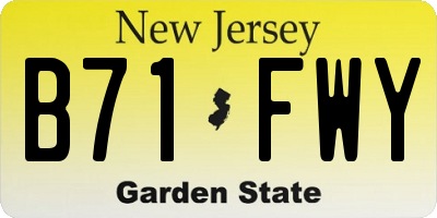 NJ license plate B71FWY