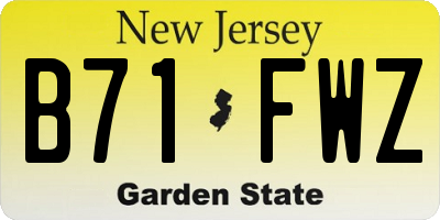 NJ license plate B71FWZ