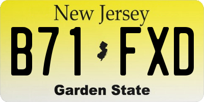 NJ license plate B71FXD