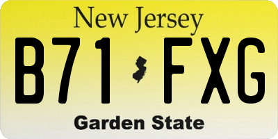 NJ license plate B71FXG