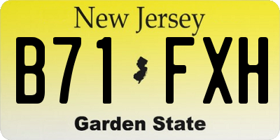 NJ license plate B71FXH